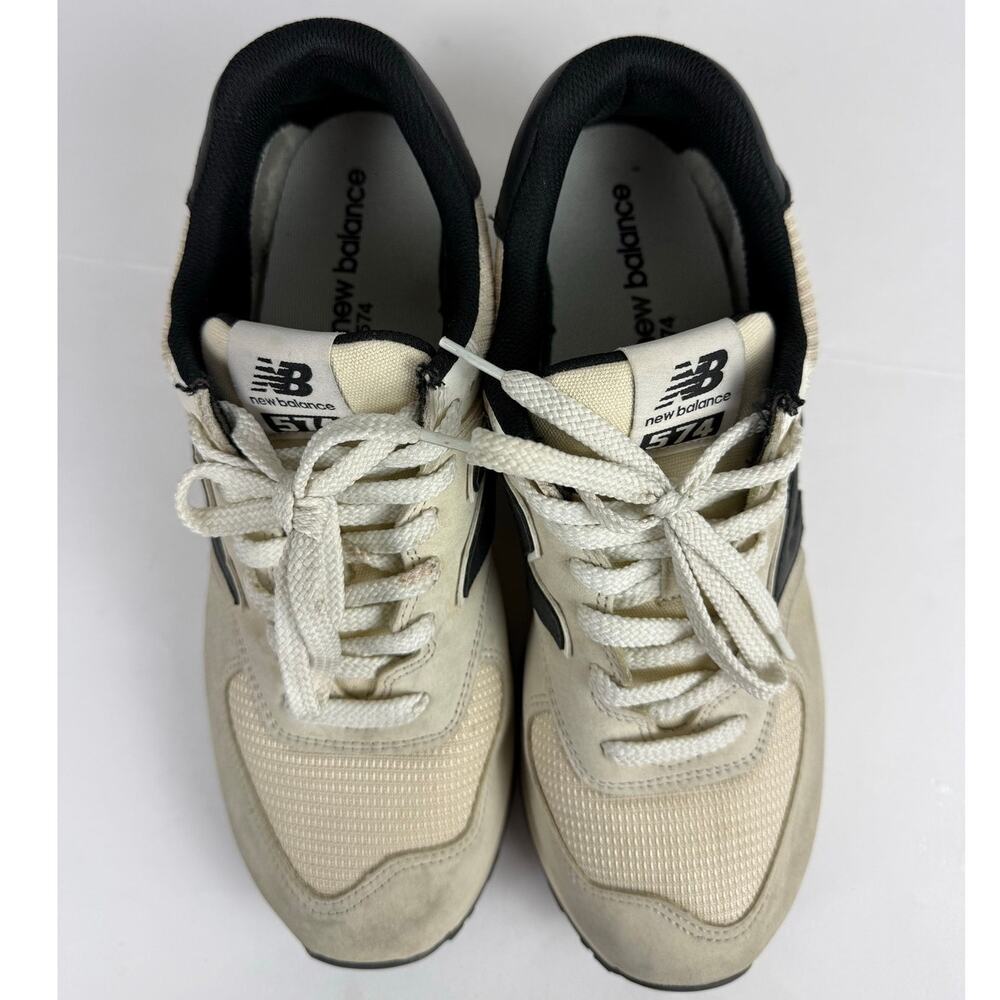 New Balance 574 Men's Sneakers - Beige/Black Size 12 - Picture 7 of 12